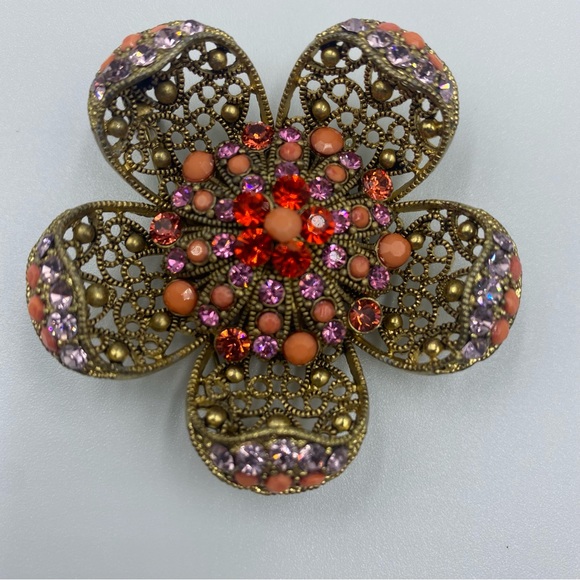 Jewelry - United Colors of Benetton 1991 Floral Crystal Brooch.